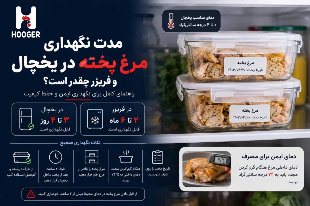 مدت نگهداری مرغ پخته در یخچال و فریزر چقدر است؟