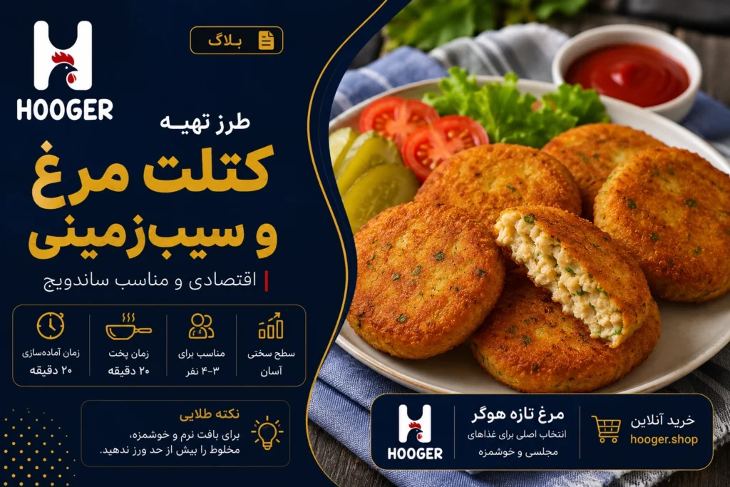 طرز تهیه کتلت مرغ و سیب‌زمینی؛ اقتصادی و مناسب ساندویچ